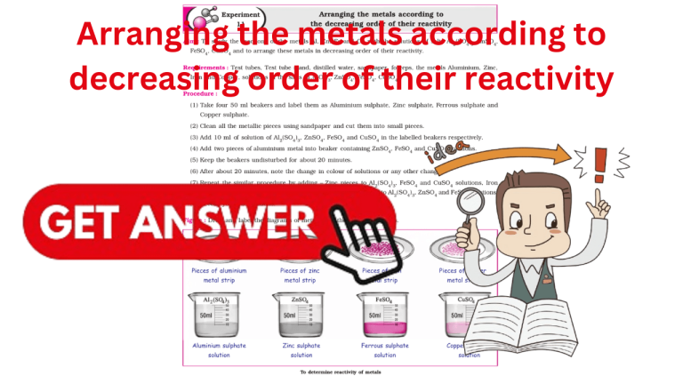 Arranging the metals according to decreasing order of their reactivity