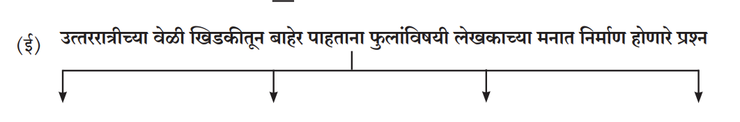 उत्तररात्रीच्या वेळी खिडकीतून बाहेर पाहताना फुलांविषयी लेखकाच्या मनात निर्माण होणारे प्रशन

