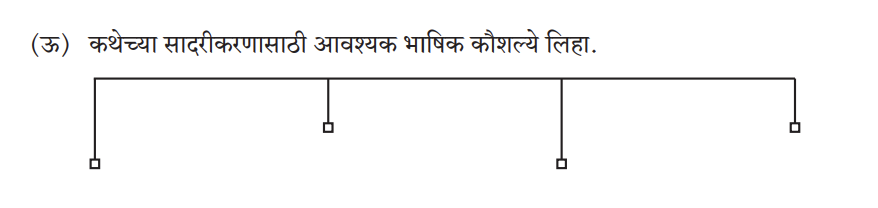 प्रश्न ऊ. कथेच्या सादरीकरणासाठी आवश्यक भाषिक कौशल्ये लिहा.